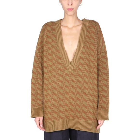 Jejia Women V-Neck Jacquard Sweater